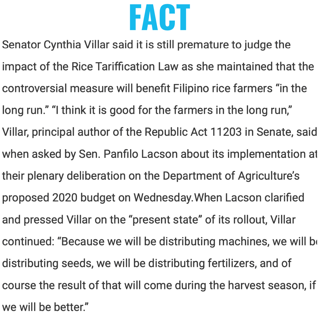 Fact check on Rice Tariffication Law fake news.