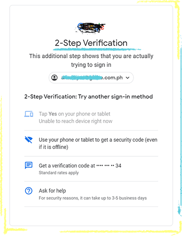 2-step verification screen.